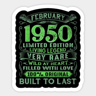 70 Years Old February 1950 70th Birthday Gift Sticker